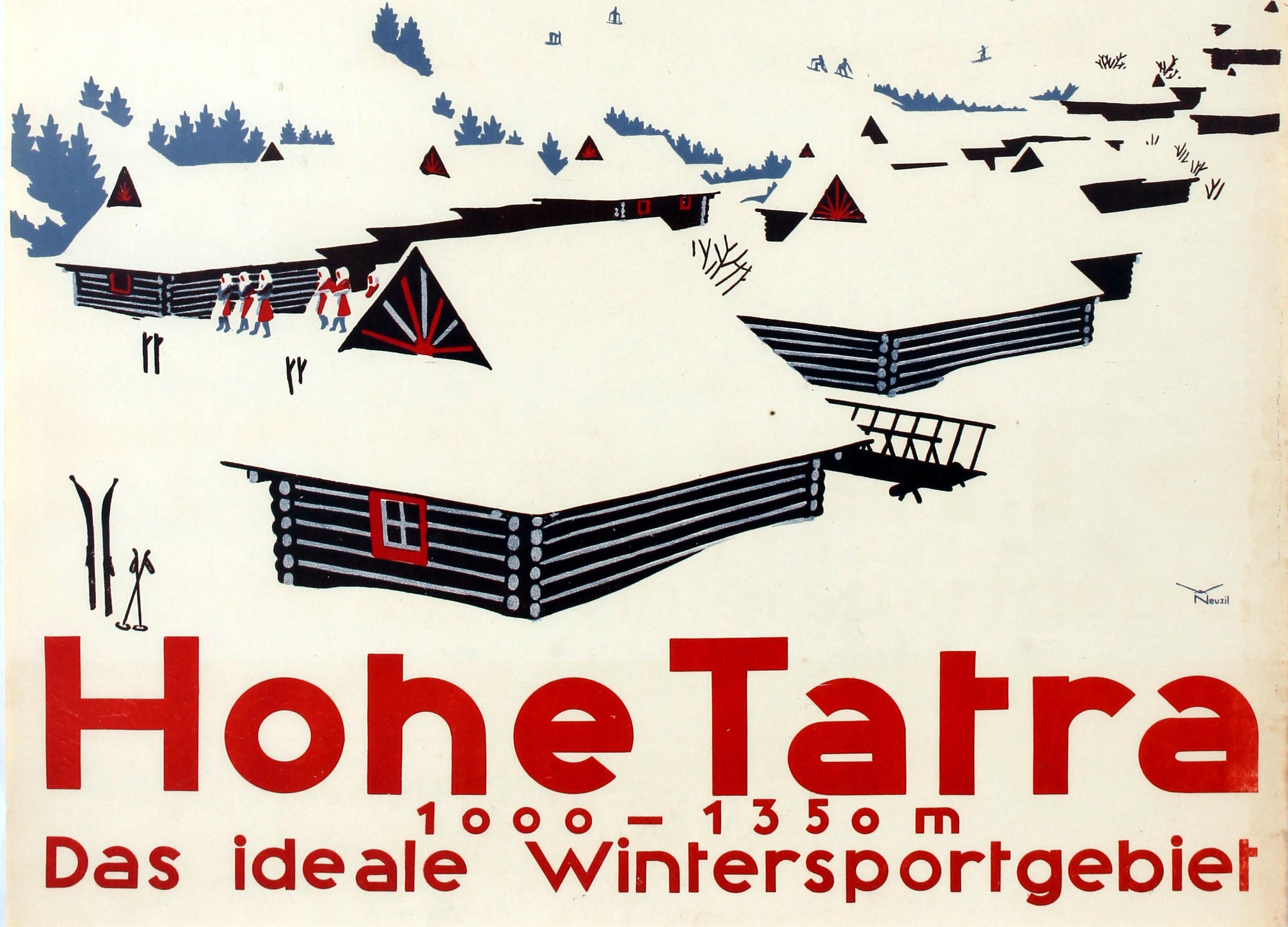 Slovak Original Vintage Winter Sports Ski Poster Hohe Tatra High Tatras Czechoslovakia