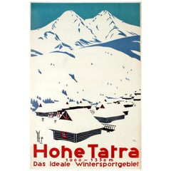 Original Vintage Winter Sports Ski Poster Hohe Tatra High Tatras Czechoslovakia