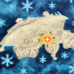 Original Vintage Póster de viaje de deportes de invierno Andermatt Gotthard Suiza Esquí