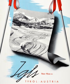 Original Vintage Winter Sports Travel Poster Ski Igls Tyrol Austria Hable