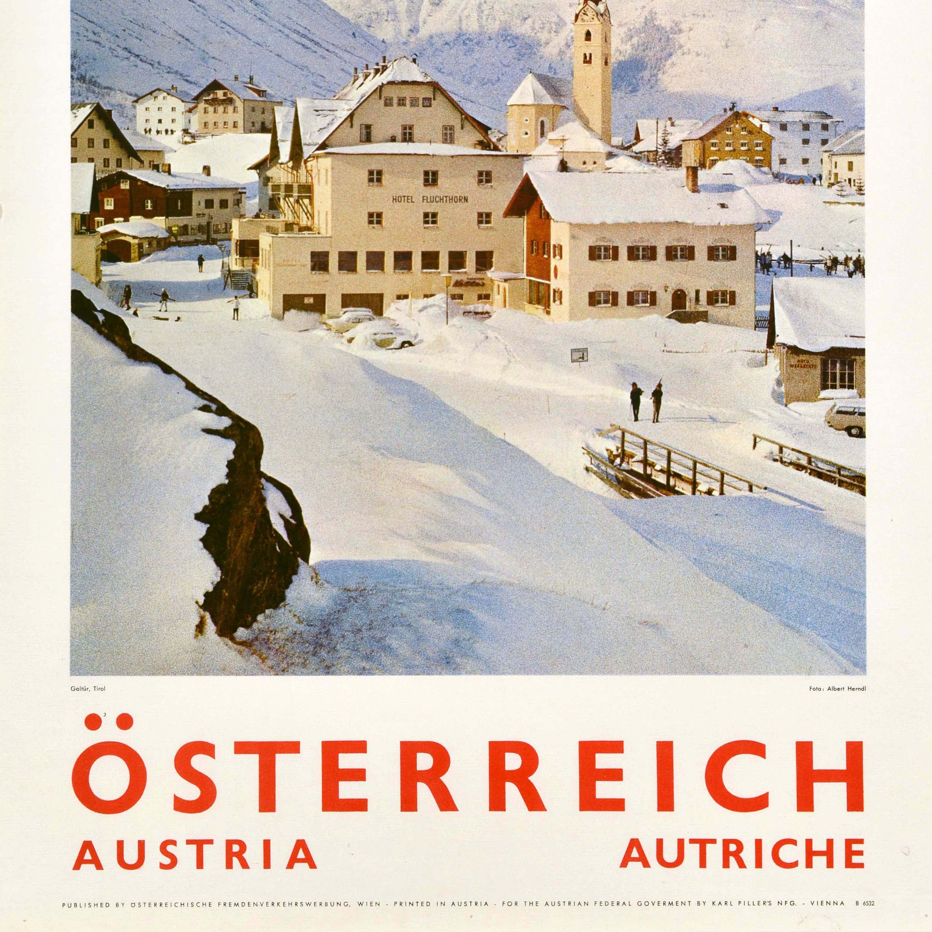Original Vintage-Winter-Reiseplakat, Österreich, Autriche, Osterreich, Galtur Tirol, Galtur im Zustand „Gut“ im Angebot in London, GB