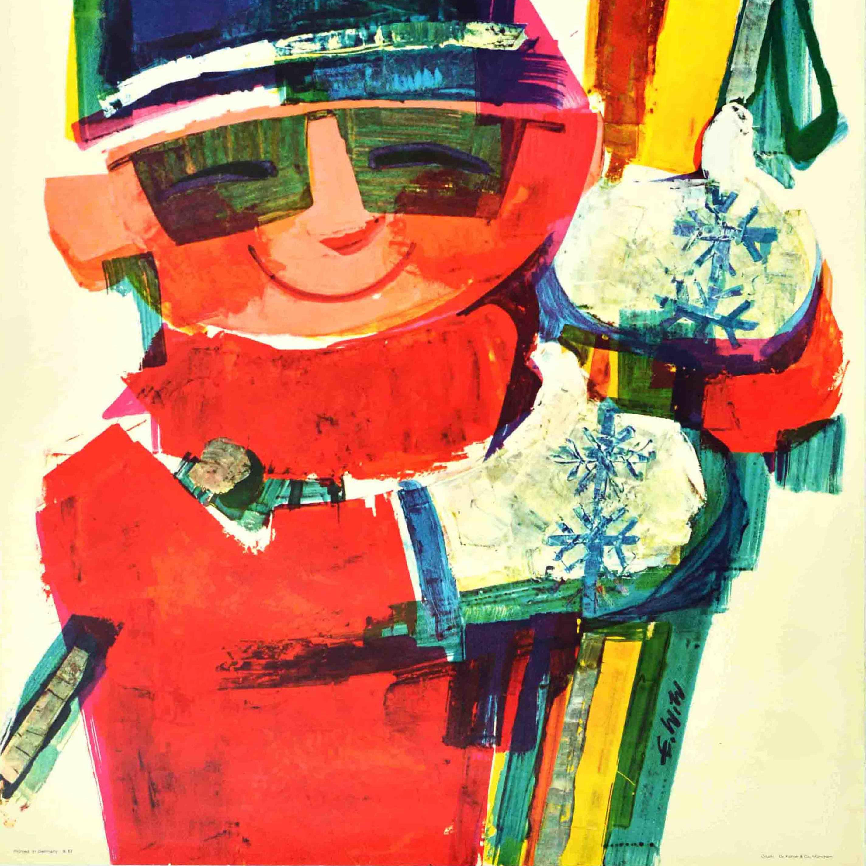 Original Vintage Winter Travel Poster La Haute Baviere Upper Bavaria Skiing Art In Good Condition In London, GB