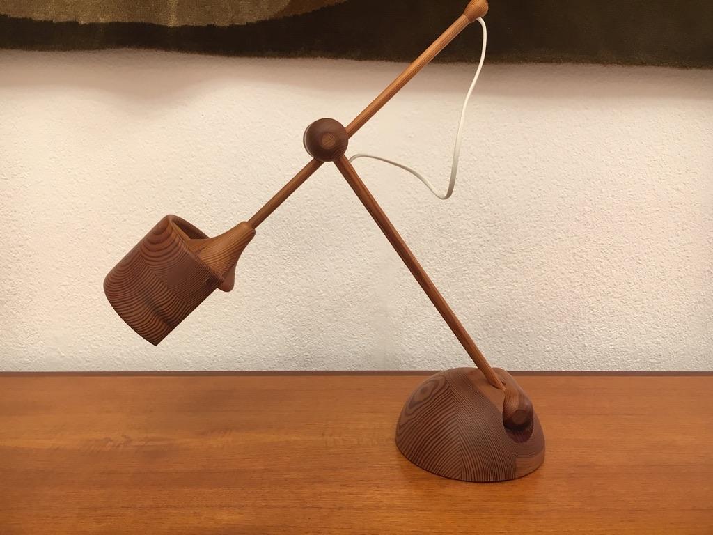 Late 20th Century Original Vintage Wood Articulated Table Lamp