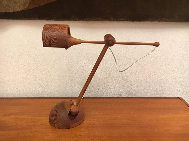 Original Vintage Wood Articulated Table Lamp at 1stDibs