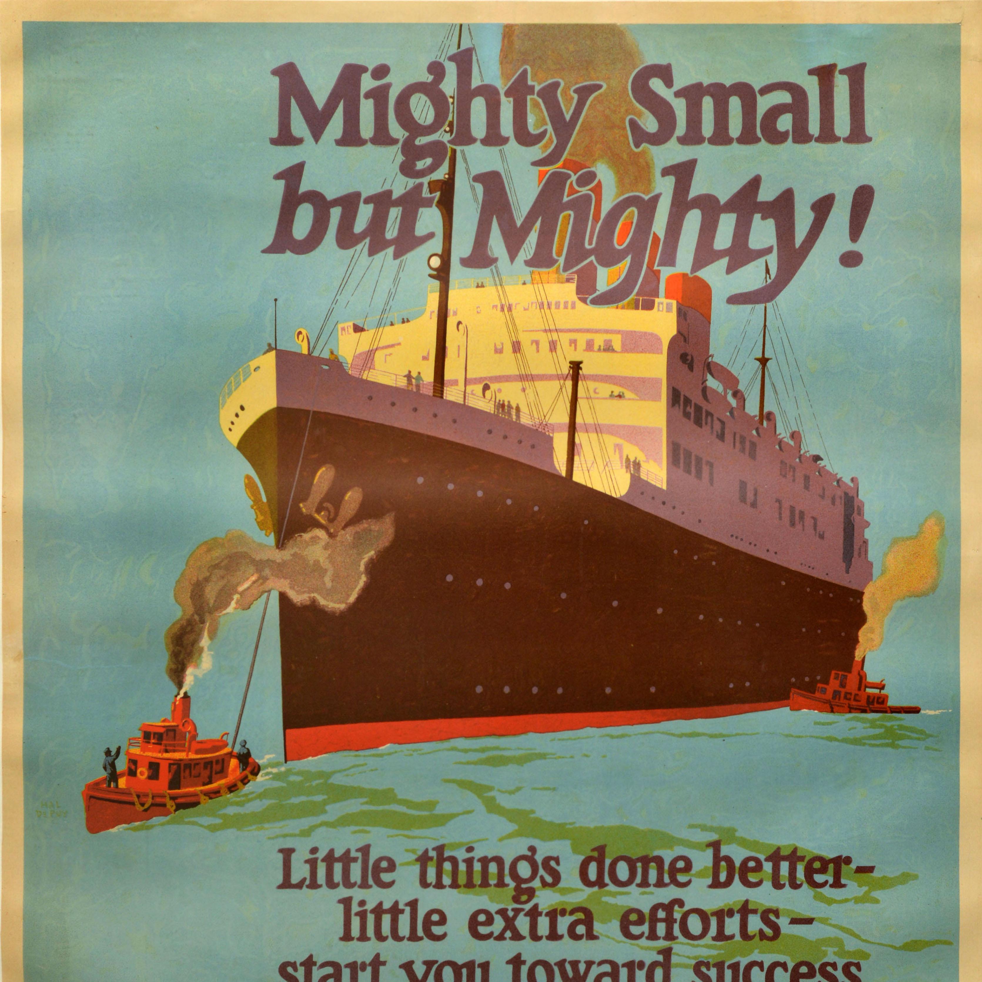 Americano Poster motivazionale originale d'epoca sul posto di lavoro Mighty Steam Ship Tugboat Success (successo della nave a vapore) in vendita