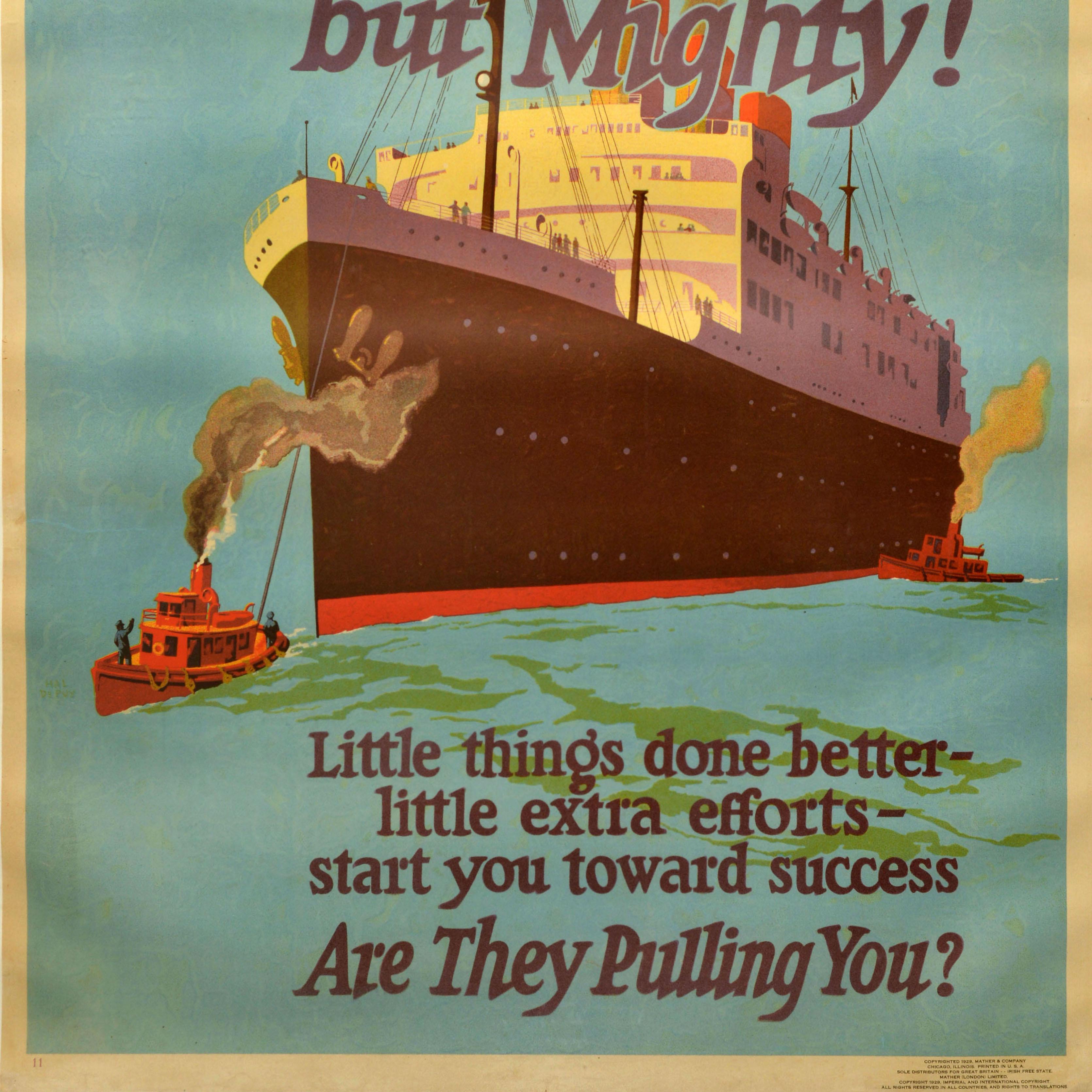 Poster motivazionale originale d'epoca sul posto di lavoro Mighty Steam Ship Tugboat Success (successo della nave a vapore) In condizioni buone in vendita a London, GB