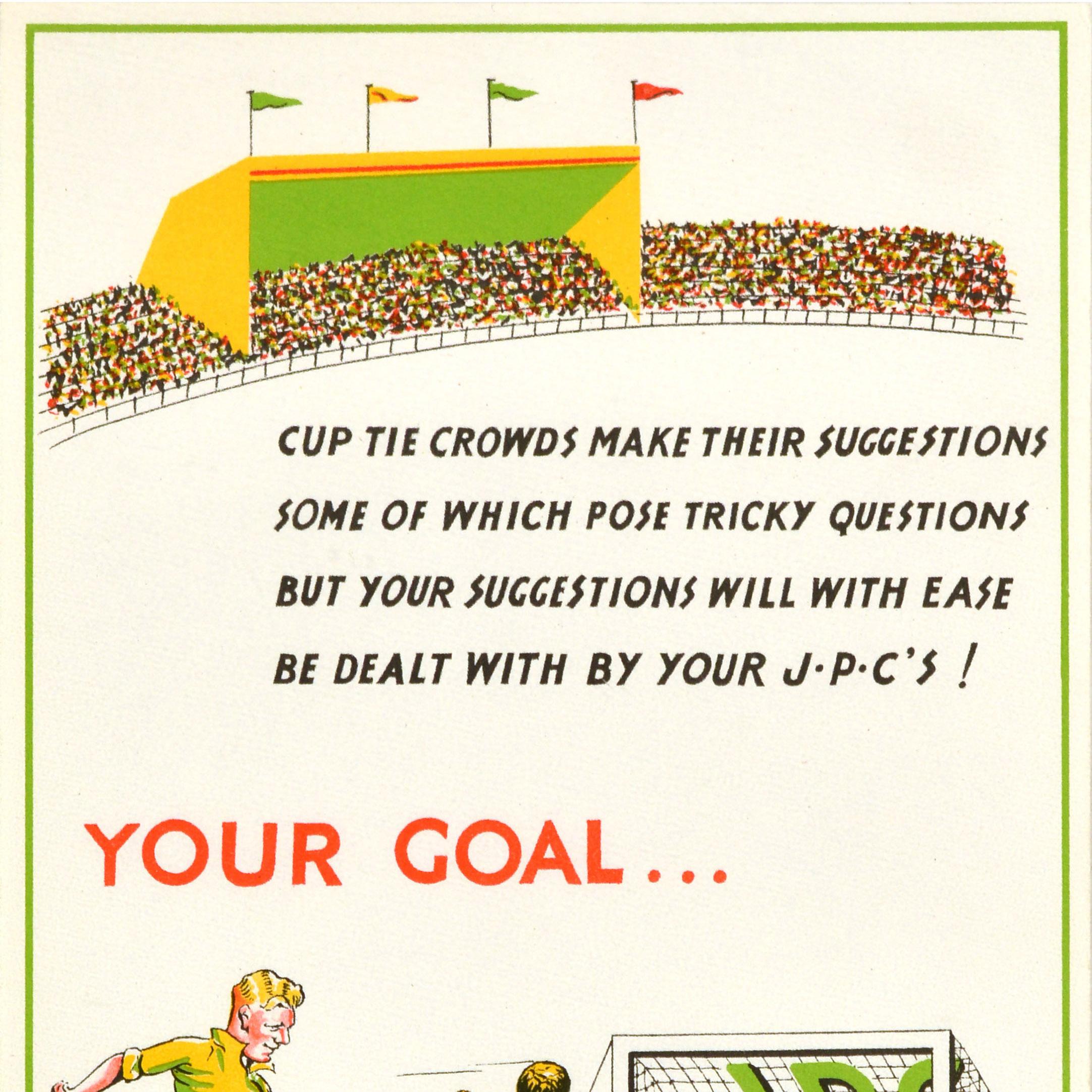 Britannico Poster originale d'epoca per il posto di lavoro Il tuo obiettivo assicurati di raggiungerlo Football in vendita