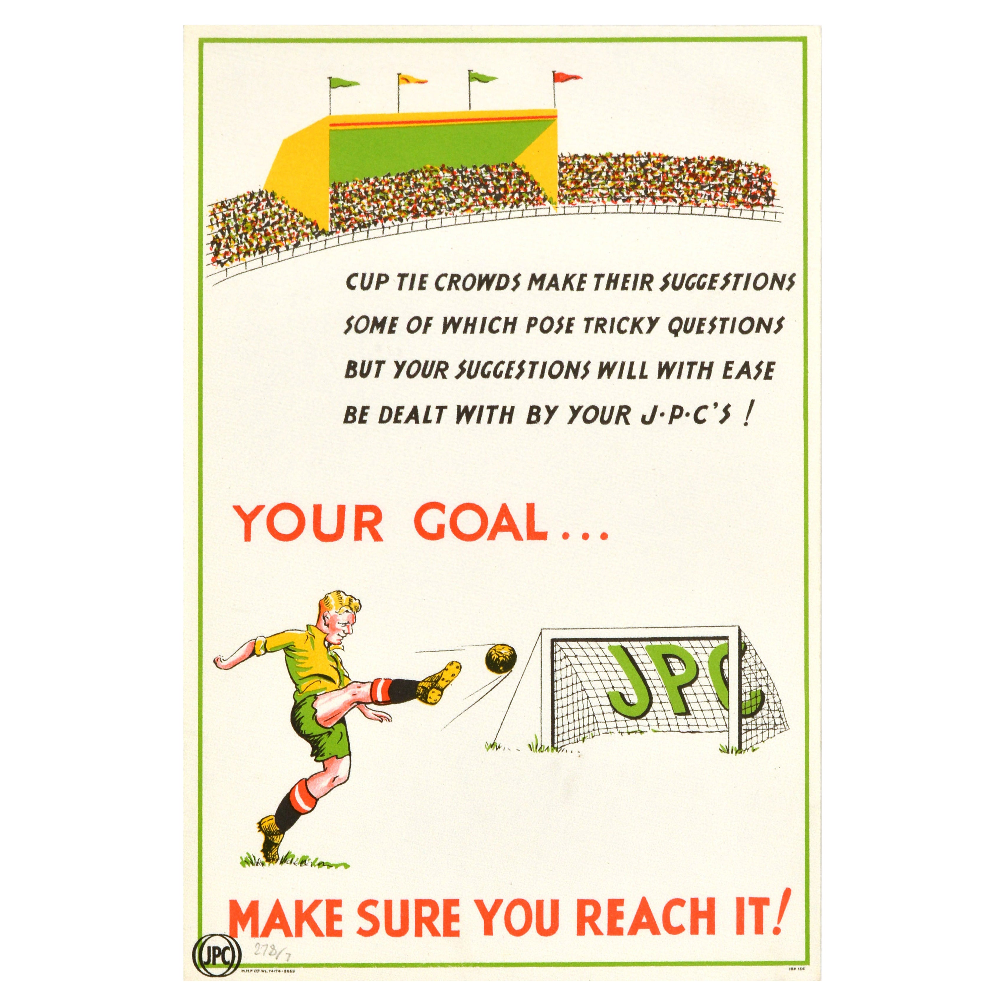 Original Vintage Workplace Poster Your Goal Make Sure You Reach It Football