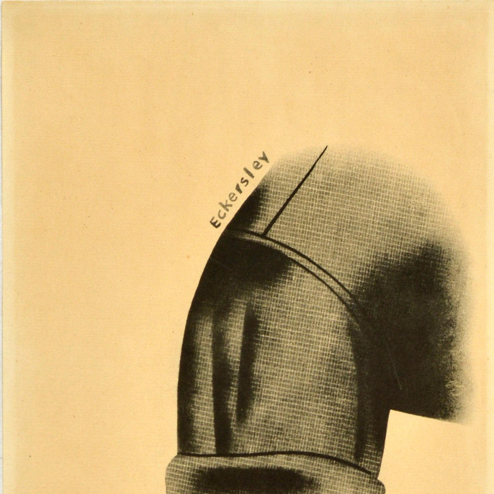 Affiche originale d'époque sur la sécurité au travail émise par le ministère du Travail et du Service national et produite par la Royal Society for the Prevention of Accidents ROSPA - Roll Them Up It's Safer - comportant un superbe graphisme réalisé