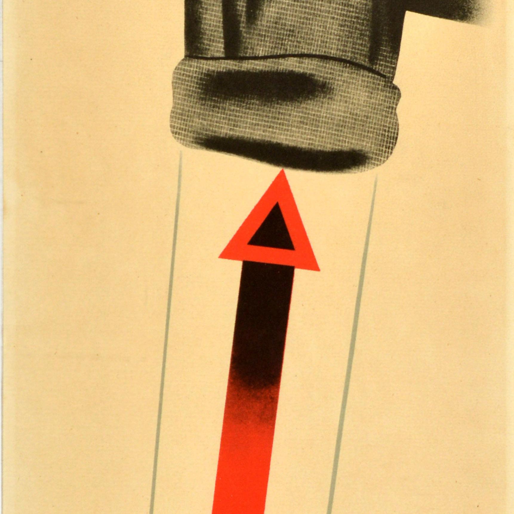 Mid-Century Modern Affiche de sécurité de travail originale Roll Them Up Its Safer Tom Eckersley en vente