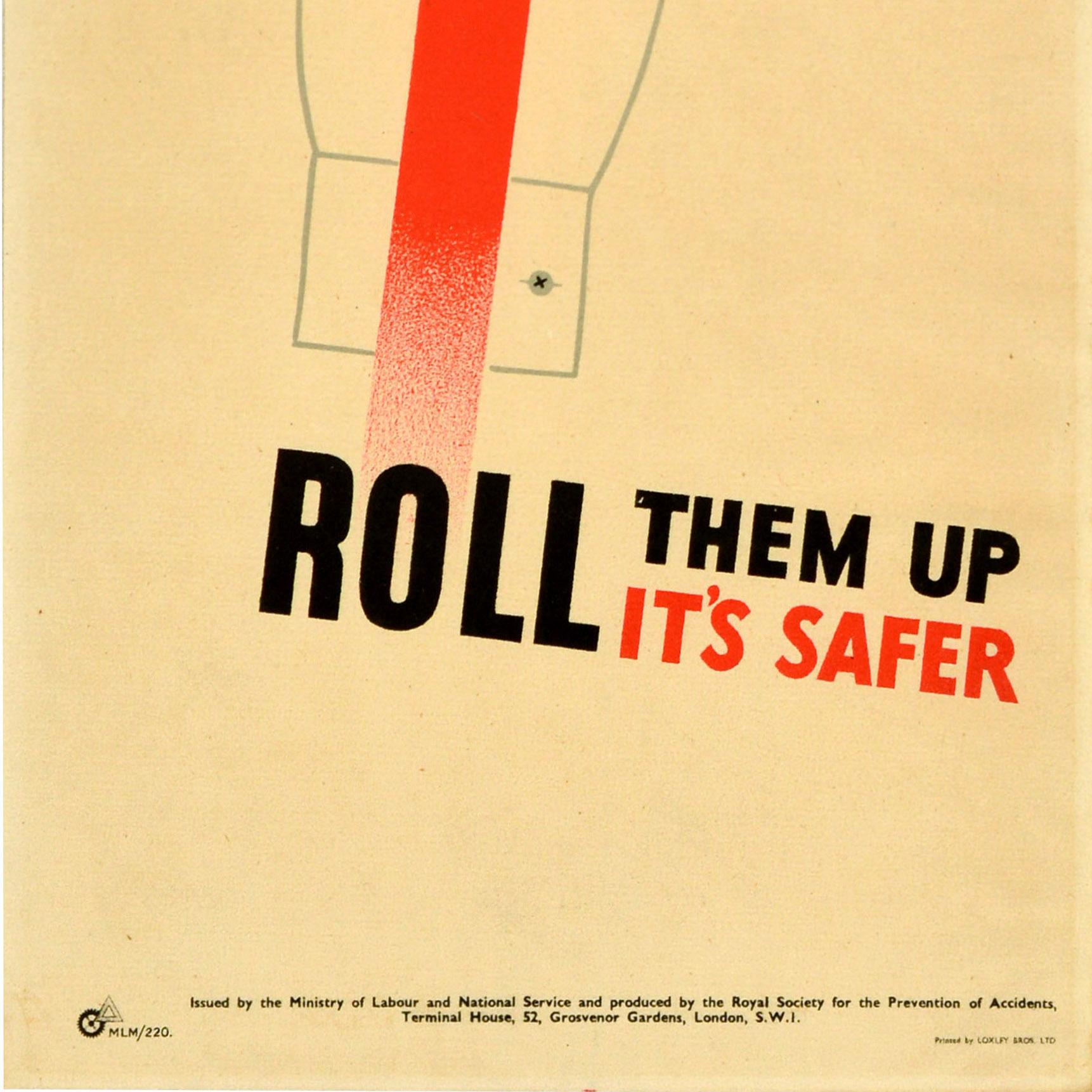 Affiche de sécurité de travail originale Roll Them Up Its Safer Tom Eckersley Bon état - En vente à London, GB