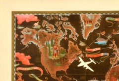 Original Vintage World Map Poster Air France Planisphere Map Lucien Boucher