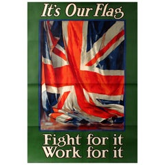 Original Antique World War One Recruitment Poster WWI It's Our Flag Fight for It