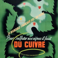 Original Vintage World War Two French Wine Vineyard Copper Recycling WWII Design