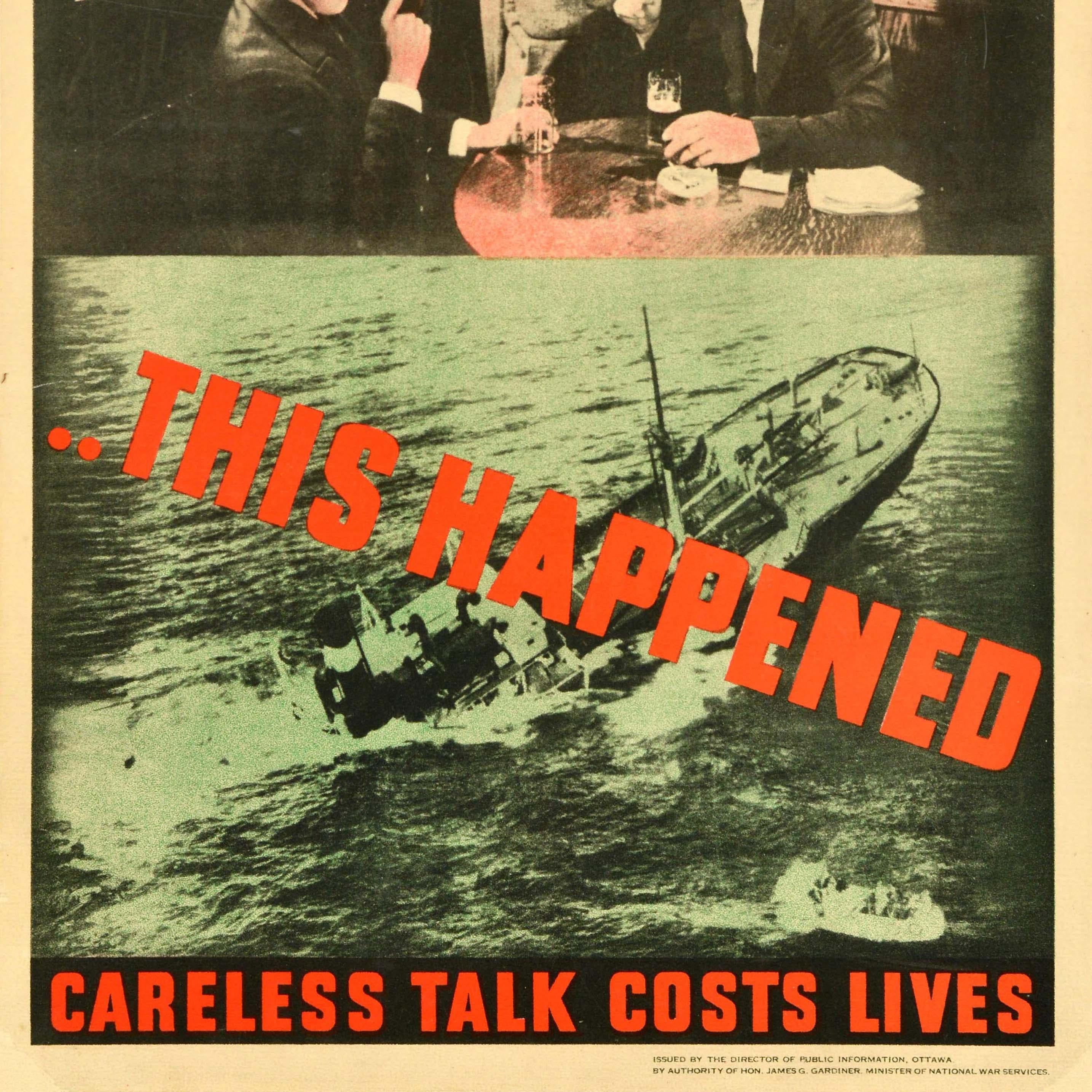 Affiche originale du front intérieur de la seconde guerre mondiale An He Talked This Happened WWII (Il a parlé, c'est arrivé) Bon état - En vente à London, GB