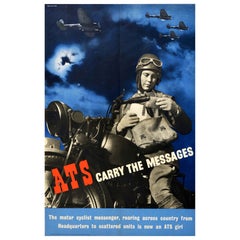Poster originale d'epoca della Seconda Guerra Mondiale ATS Porta messaggi WWII Beverley Pick