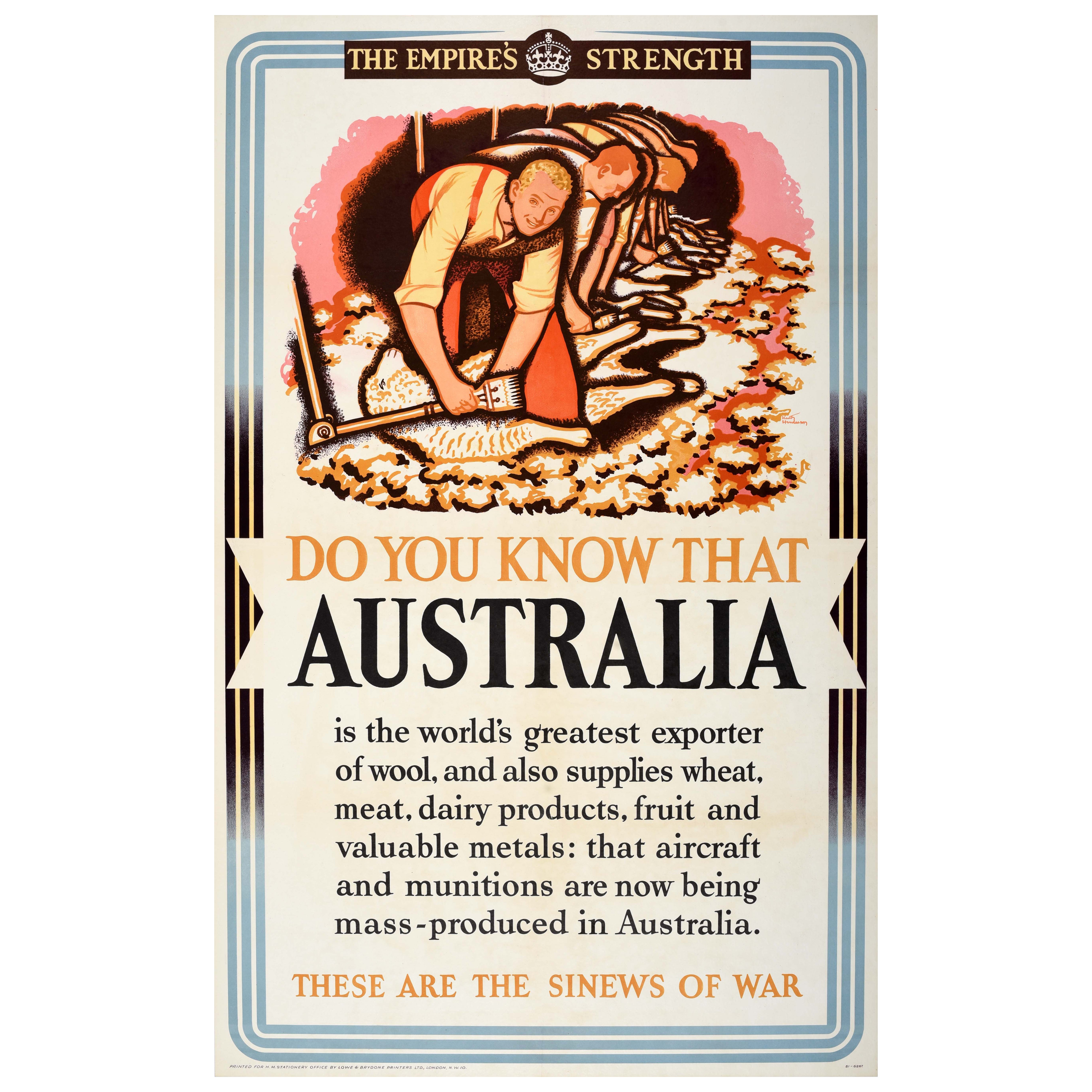 Poster originale della seconda guerra mondiale Australia La forza degli imperi WWII