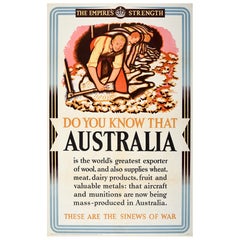 Poster originale della seconda guerra mondiale Australia La forza degli imperi WWII