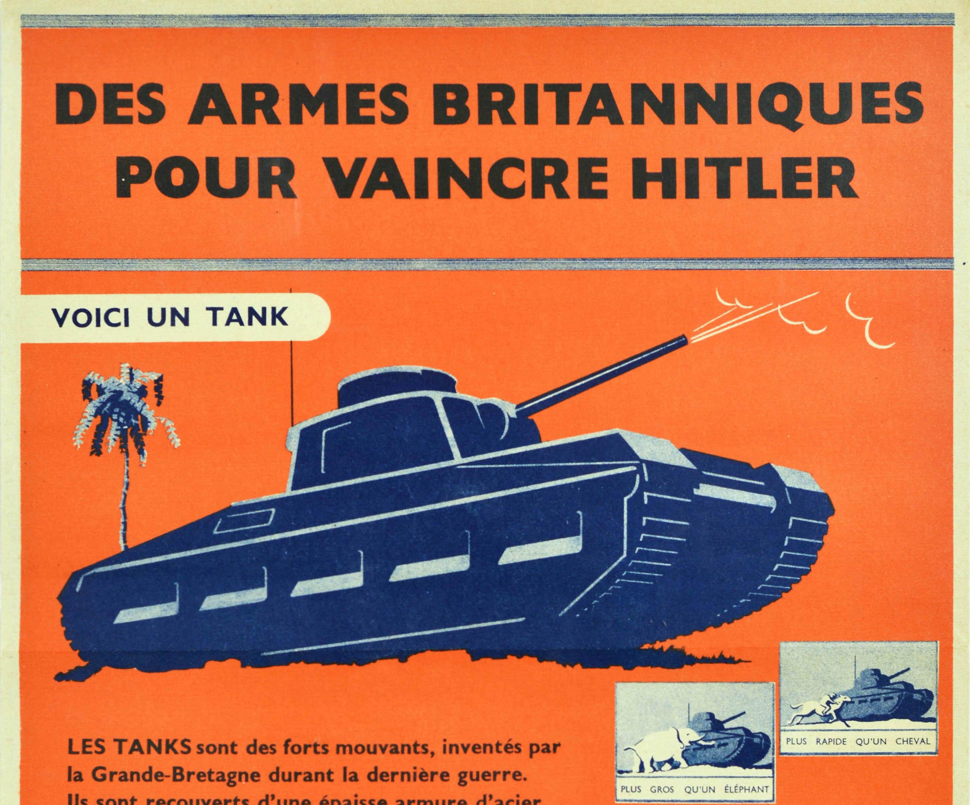 Original Vintage World War Two Poster British Weapons To Defeat Hitler