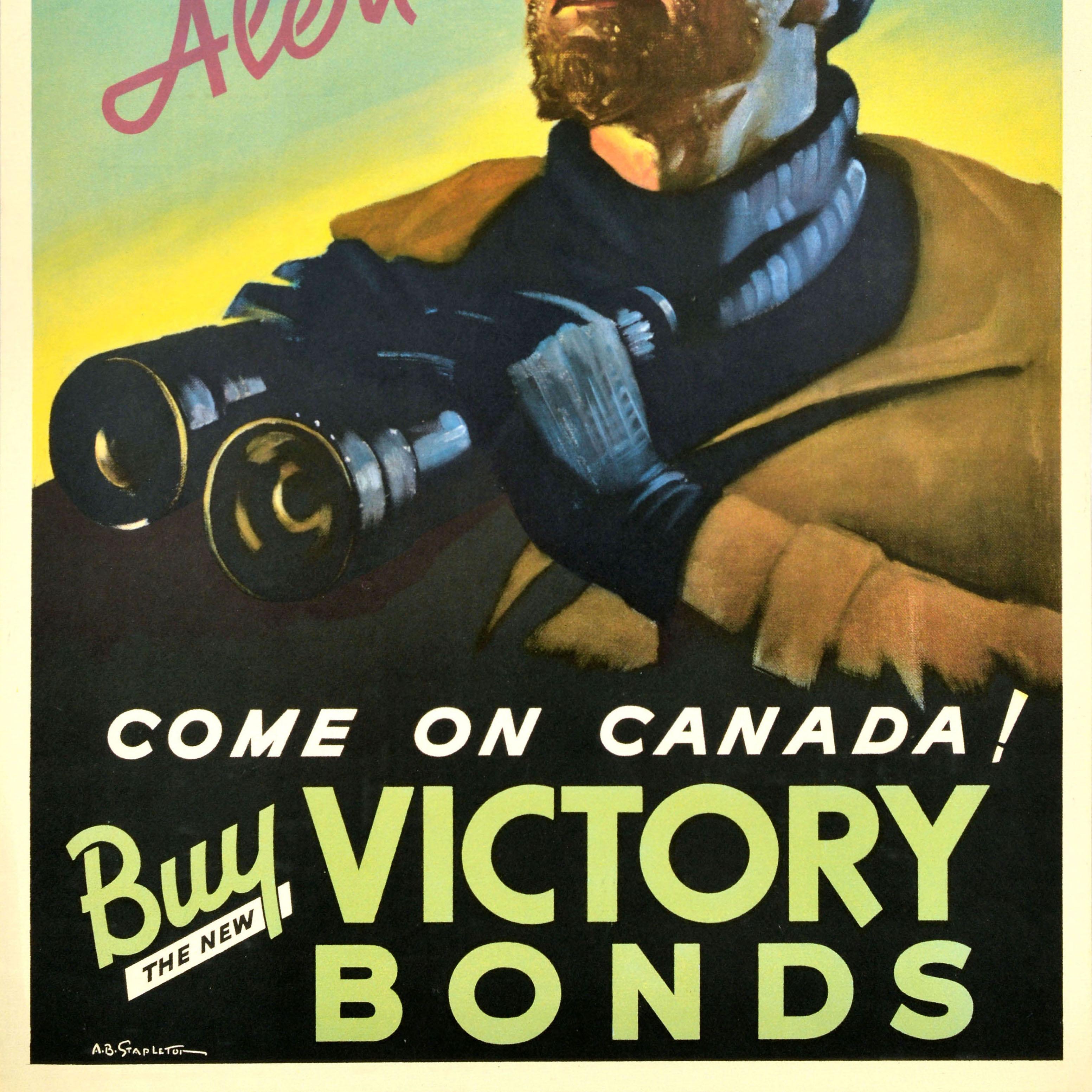 Original Vintage-Poster aus dem Zweiten Weltkrieg, Canadians Alert Buy Victory Bonds, WWII im Zustand „Hervorragend“ im Angebot in London, GB
