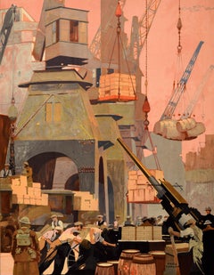 Original Vintage-Poster aus dem Zweiten Weltkrieg, Feeding 45 Millions, Unloading WWII, Taylor