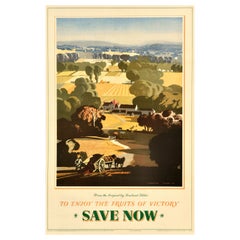 Cartel Vintage Original de la Segunda Guerra Mundial Fruits Of Victory National Savings WWII