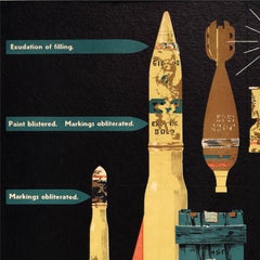 Cartel Vintage Original Segunda Guerra Mundial Calor Ruinas Munición Abram Games Segunda Guerra Mundial