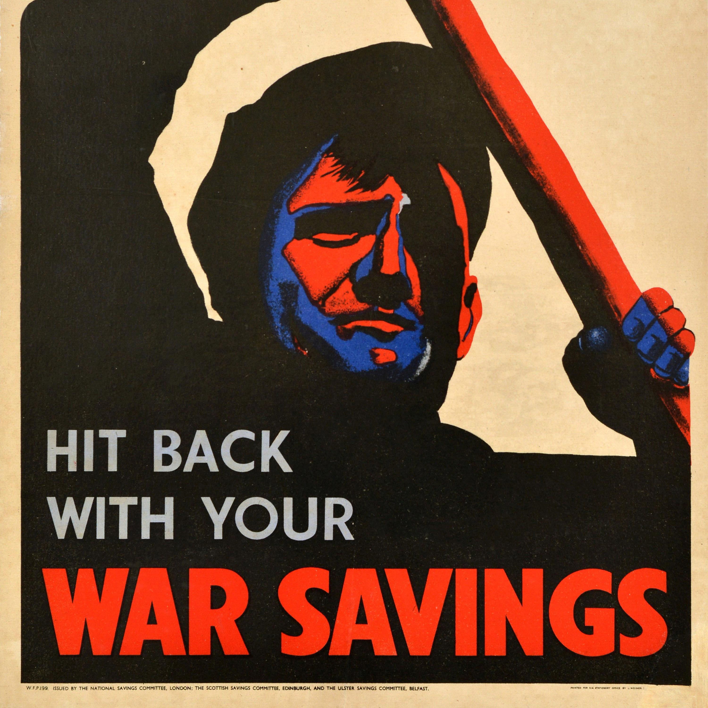 Original Vintage-Poster aus dem Zweiten Weltkrieg, „ Hit Back With Your War Savings“, WWII im Zustand „Gut“ im Angebot in London, GB