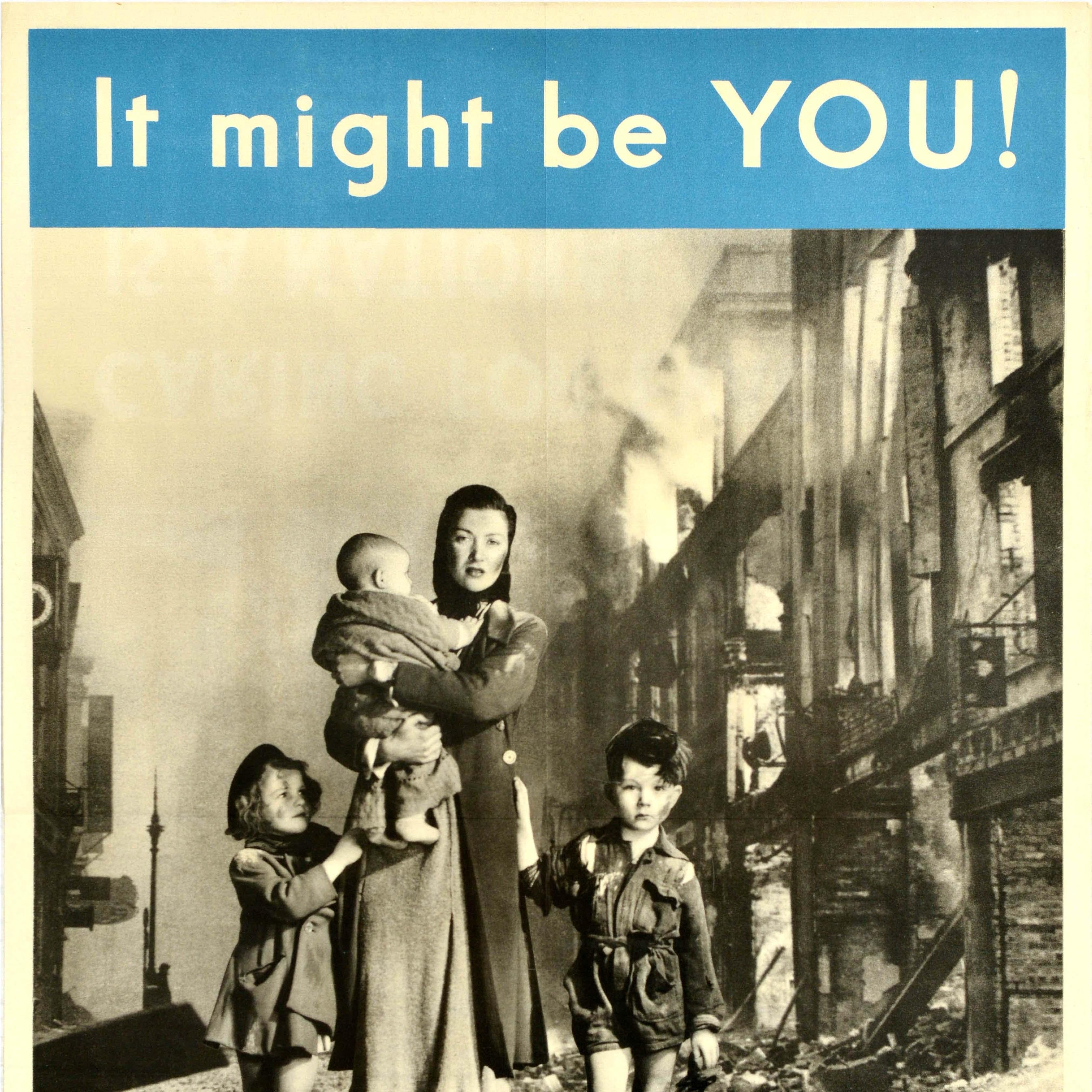 Britannico Poster originale d'epoca della Seconda Guerra Mondiale It Might Be You WWII Evacuation Services in vendita