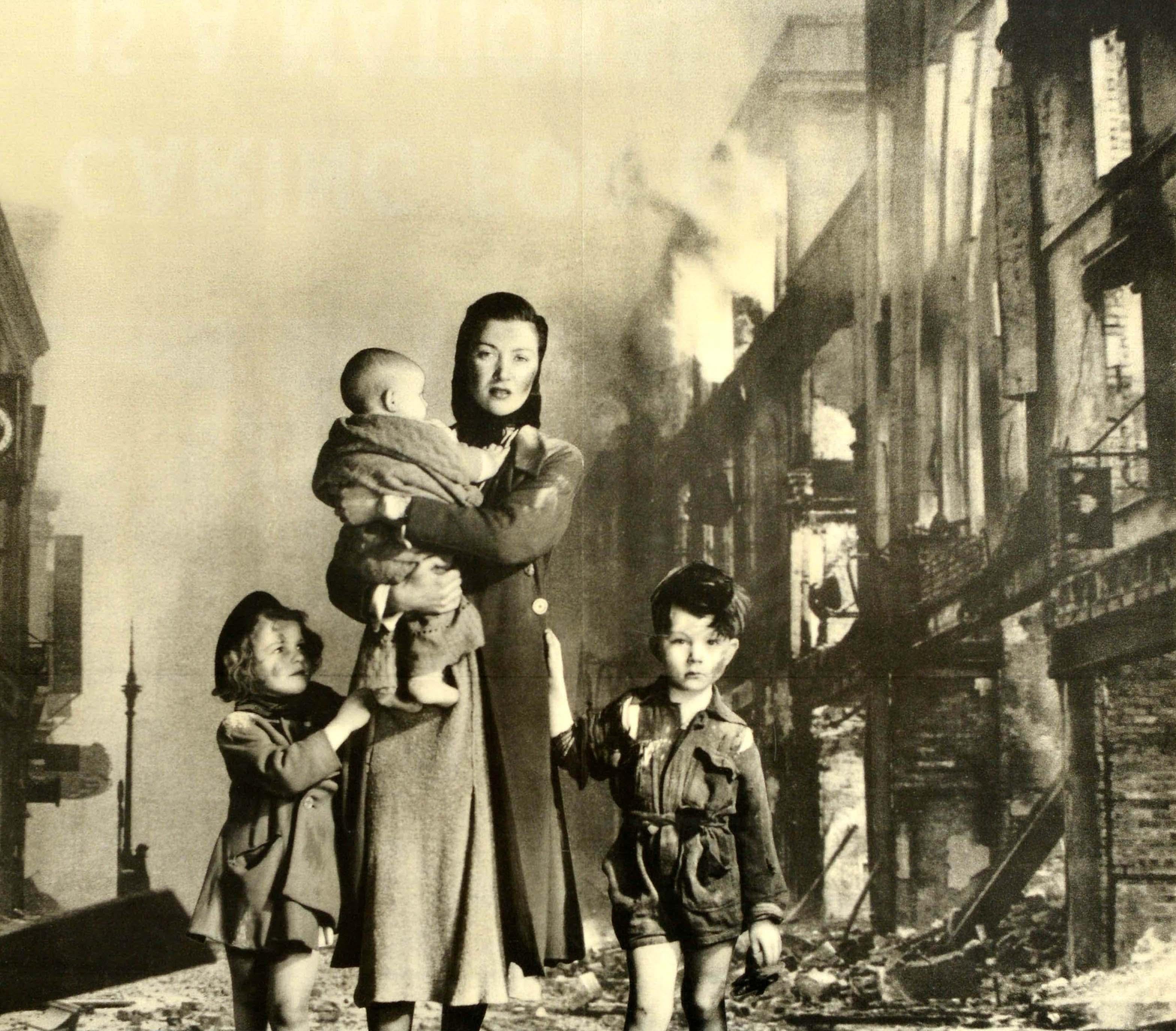 Metà XX secolo Poster originale d'epoca della Seconda Guerra Mondiale It Might Be You WWII Evacuation Services in vendita
