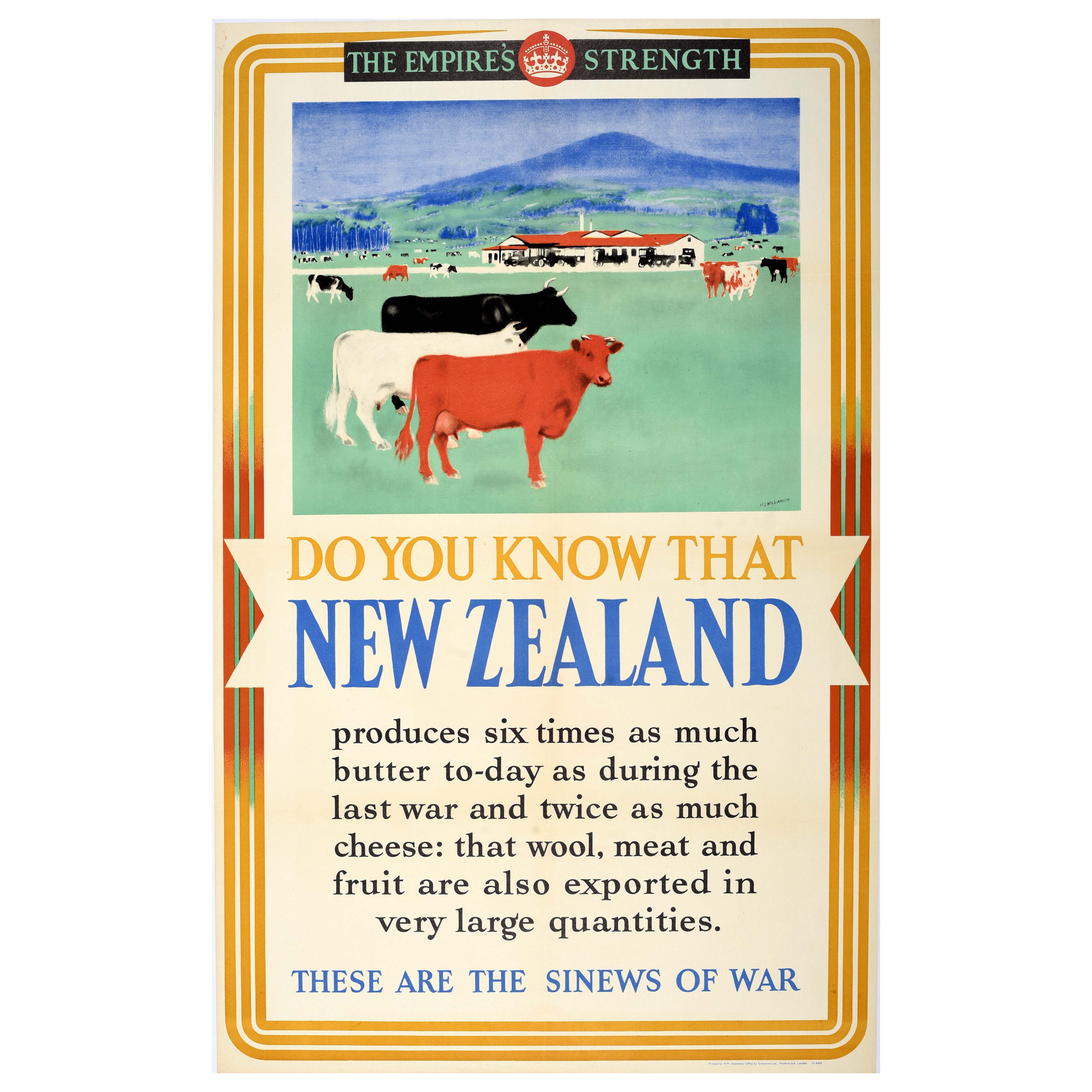 Original-Vintage World War Two Poster Neuseeland Reiche Stärke WWII