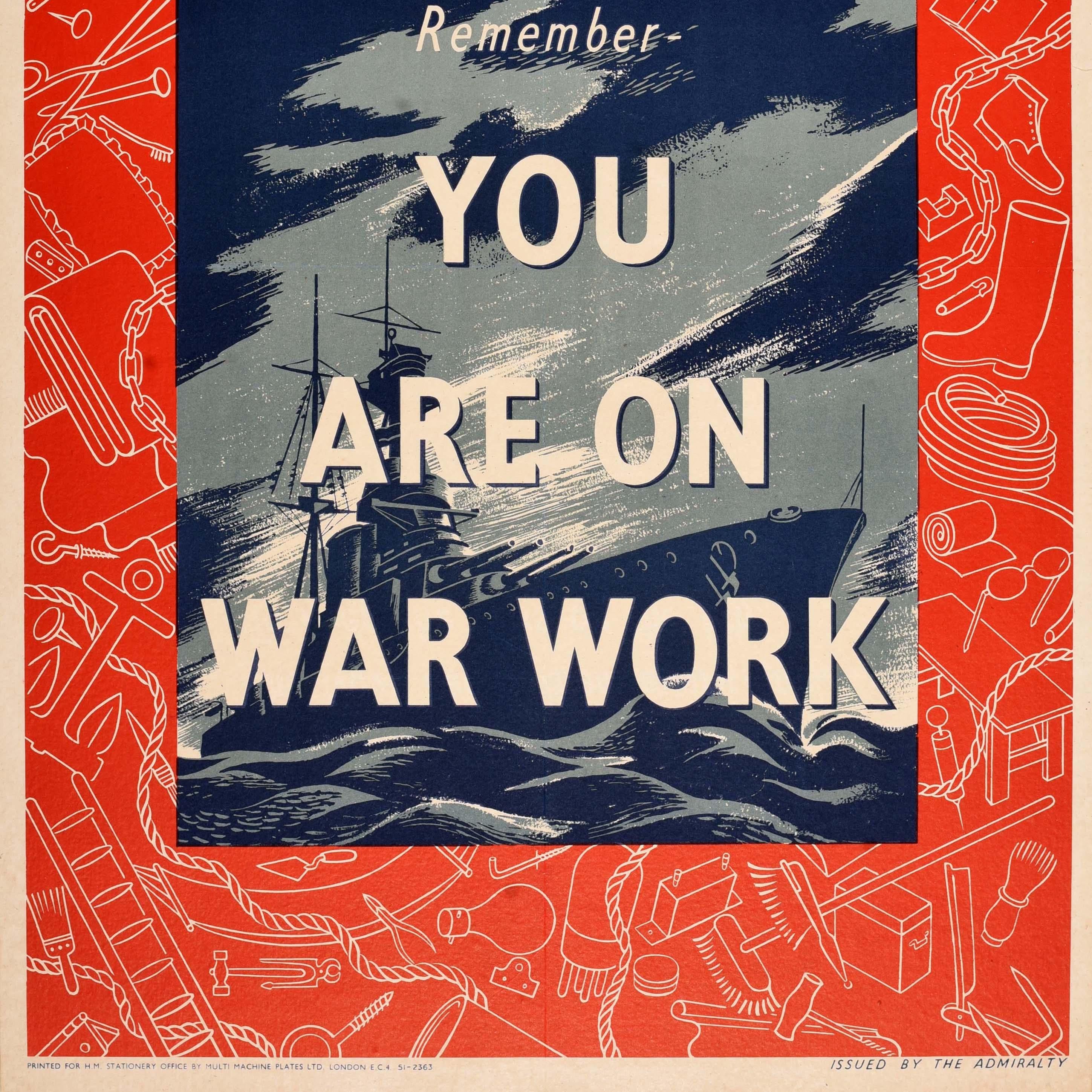 Poster originale della seconda guerra mondiale You Are On War Work WWII Home Front UK In condizioni buone in vendita a London, GB