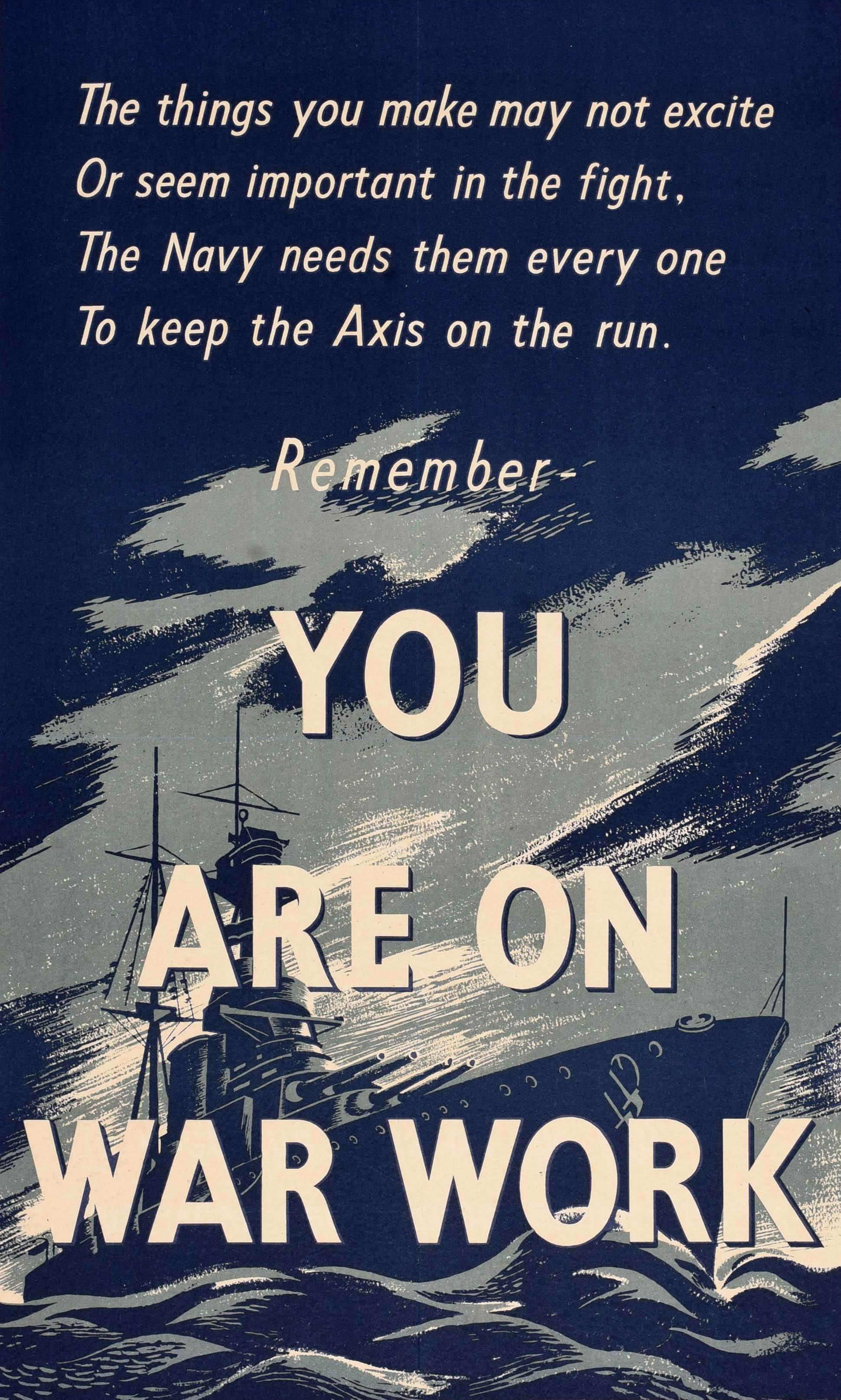Metà XX secolo Poster originale della seconda guerra mondiale You Are On War Work WWII Home Front UK in vendita