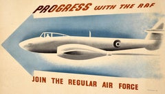 Original Vintage World War Two Rekrutierung Poster Fortschritt RAF Regular Air Force