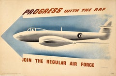 Original Vintage World War Two Rekrutierung Poster Fortschritt RAF Regular Air Force
