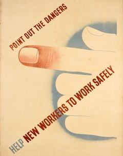 Original Vintage World War Two Workplace Safety Poster Point Out The Danger WWII