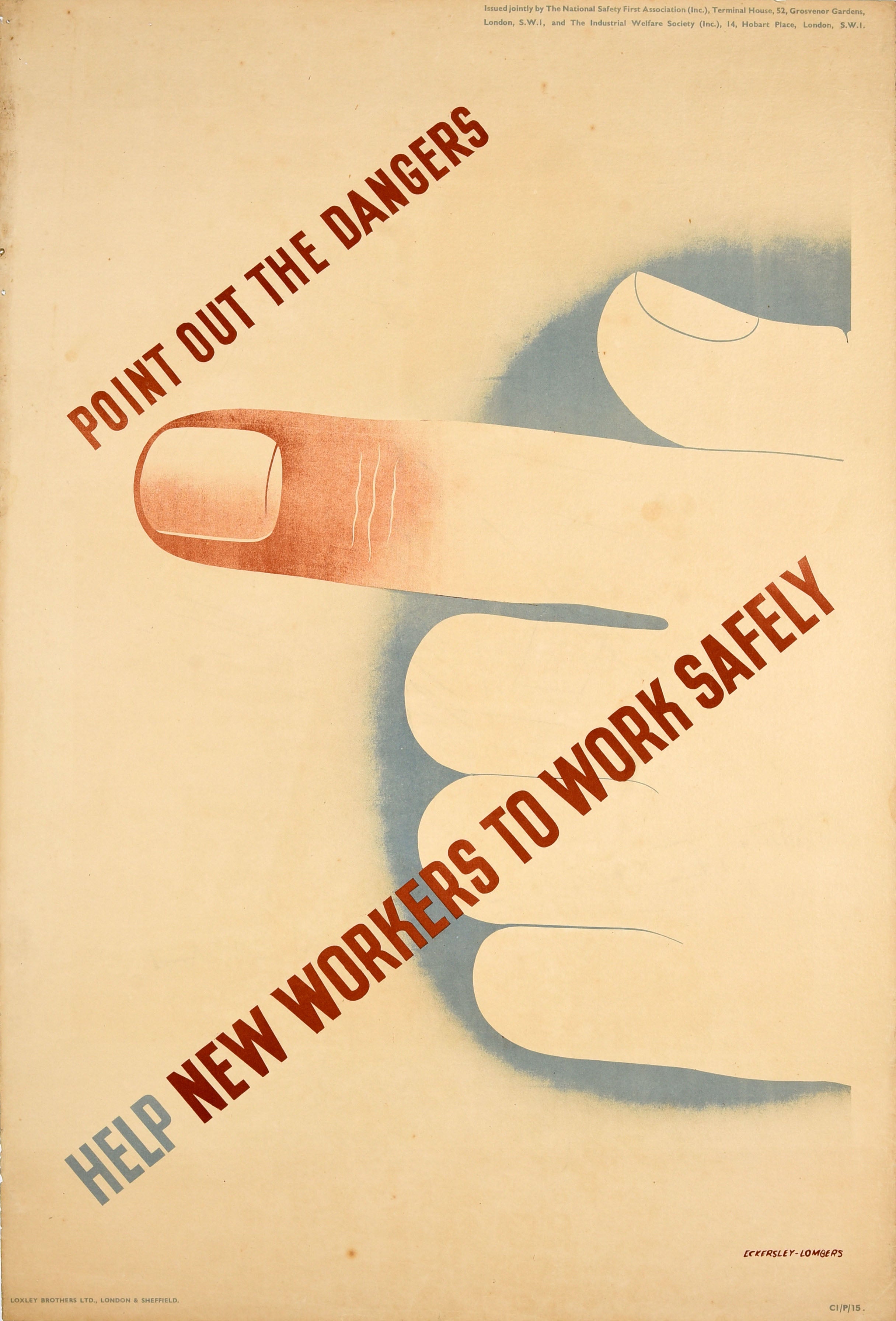 Original Vintage World War Two Workplace Safety Poster Point Out The Danger WWII