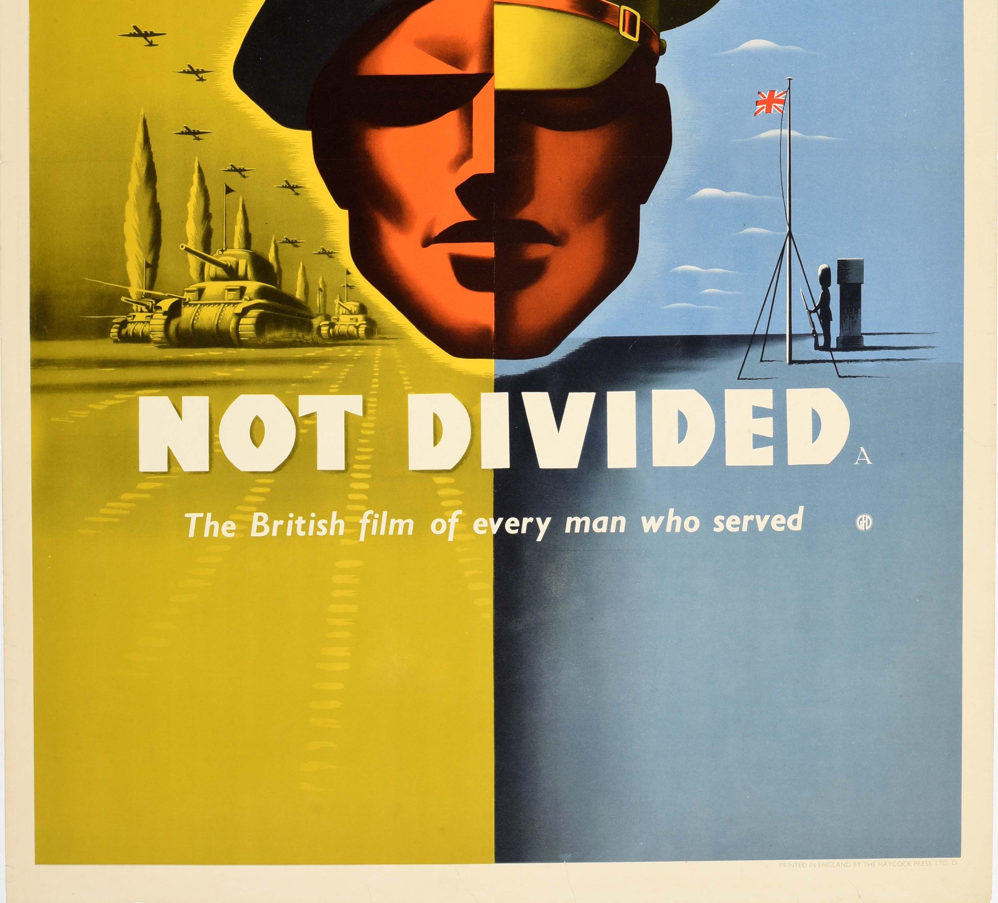Britannique Affiche rétro originale du film de la seconde guerre mondiale Trois des chars d'Assaut (They Were Not Divided), Tank Division, Modernisme en vente