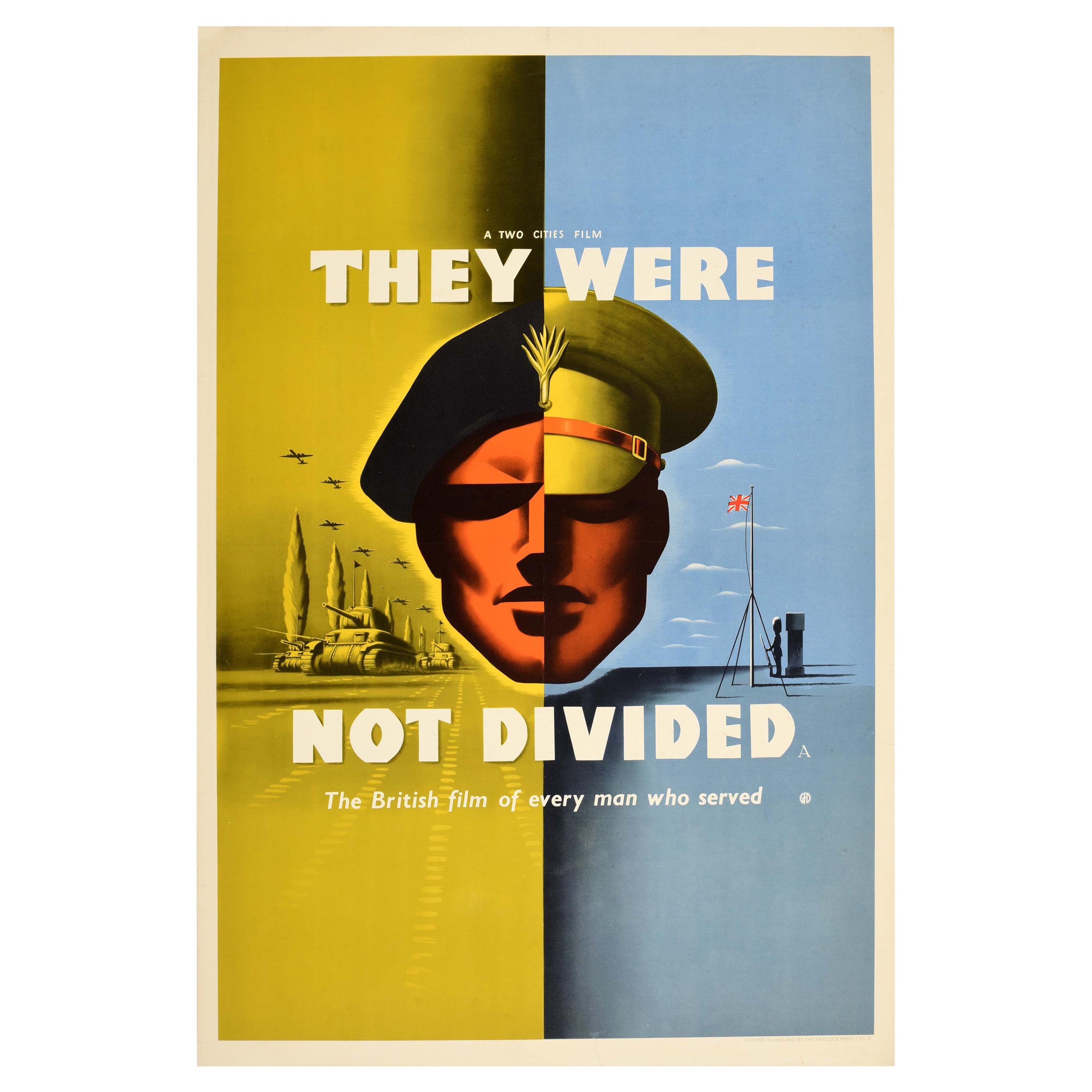 Affiche rétro originale du film de la seconde guerre mondiale Trois des chars d'Assaut (They Were Not Divided), Tank Division, Modernisme