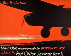 Original Vintage WWII Home Front Poster Kriegsproduktion Post Office Savings Bank