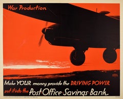 Original Vintage WWII Home Front Poster Kriegsproduktion Post Office Savings Bank