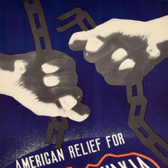 Original Vintage WWII Poster American Relief Czechoslovakia Chains National Fund