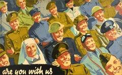 Original Vintage WWII Poster Are You With Us In National Service Duty War Effort