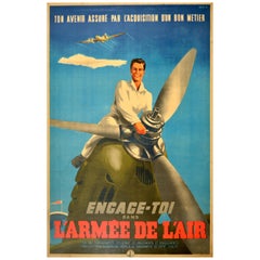 Original Vintage WWII Poster Armee De L'Air Force France Military Recruitment