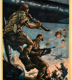 Original Vintage-Vintage-WWII-Poster „Back Them Up Britain's New Airborne Army In Europe“