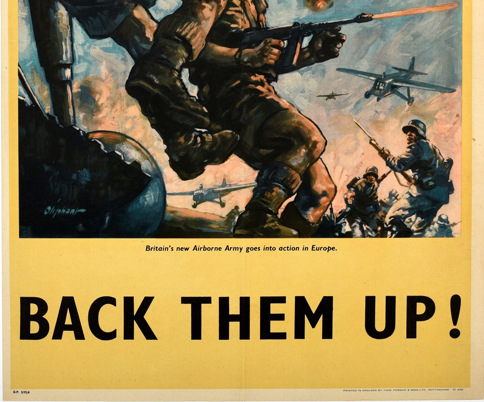 Original Vintage-Vintage-WWII-Poster „Back Them Up Britain's New Airborne Army In Europe“ im Zustand „Gut“ im Angebot in London, GB