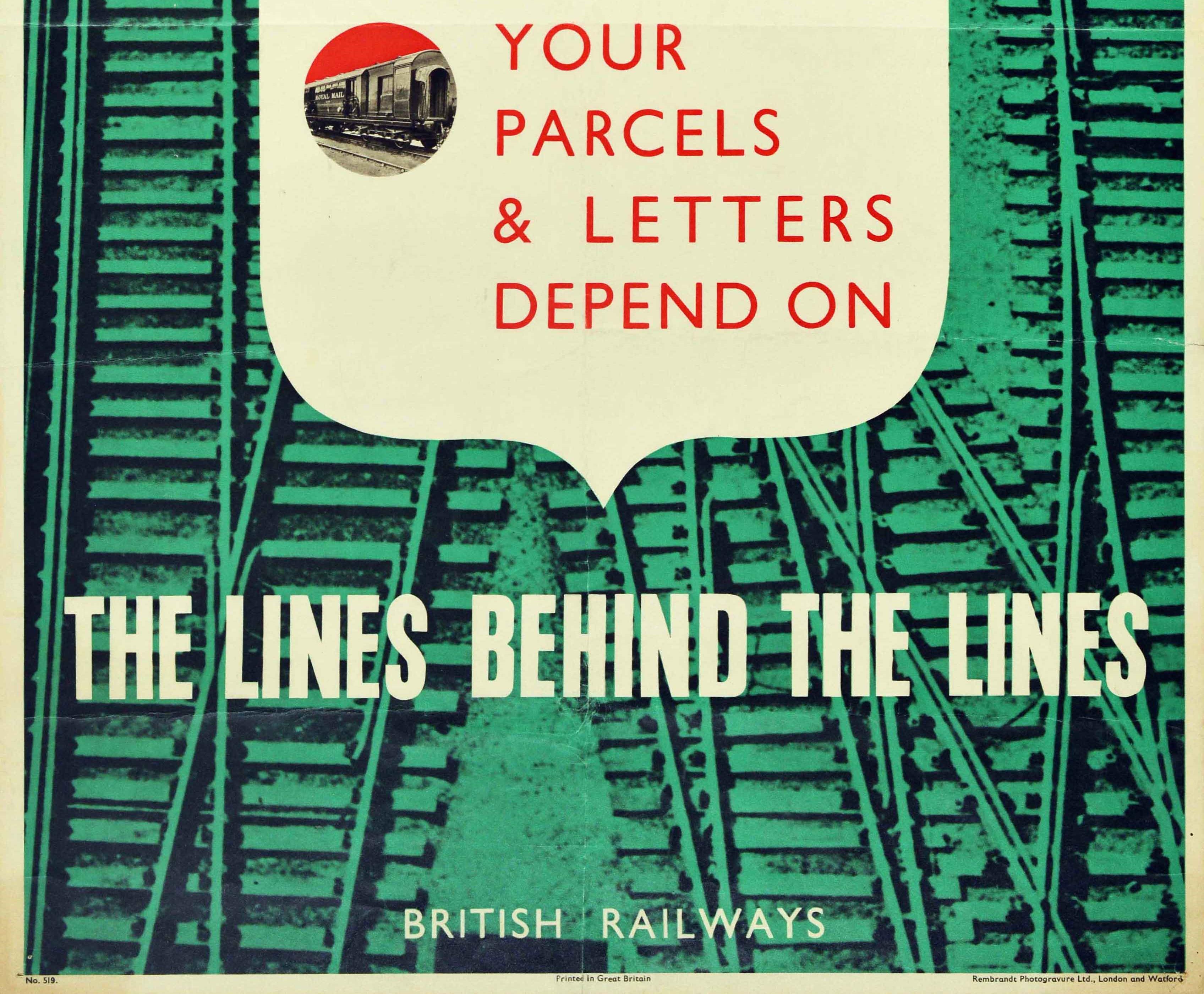 Original Vintage WWII Poster Britische Eisenbahnen Heimatfront General Post Office GPO im Zustand „Relativ gut“ im Angebot in London, GB