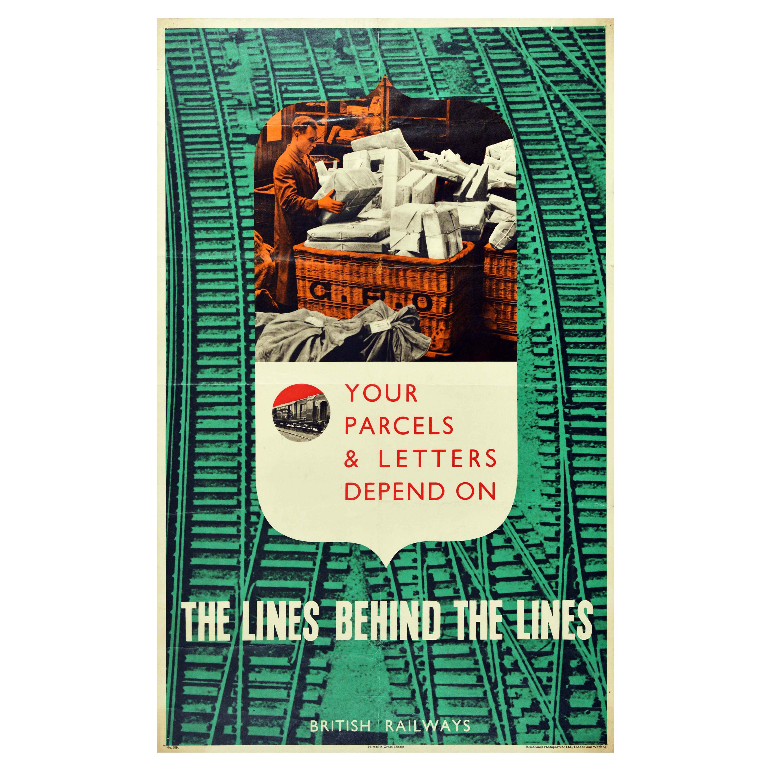 Affiche rétro originale de la seconde guerre mondiale, Chemin de fer britannique, Civils restés au pays, Bureau de poste central
