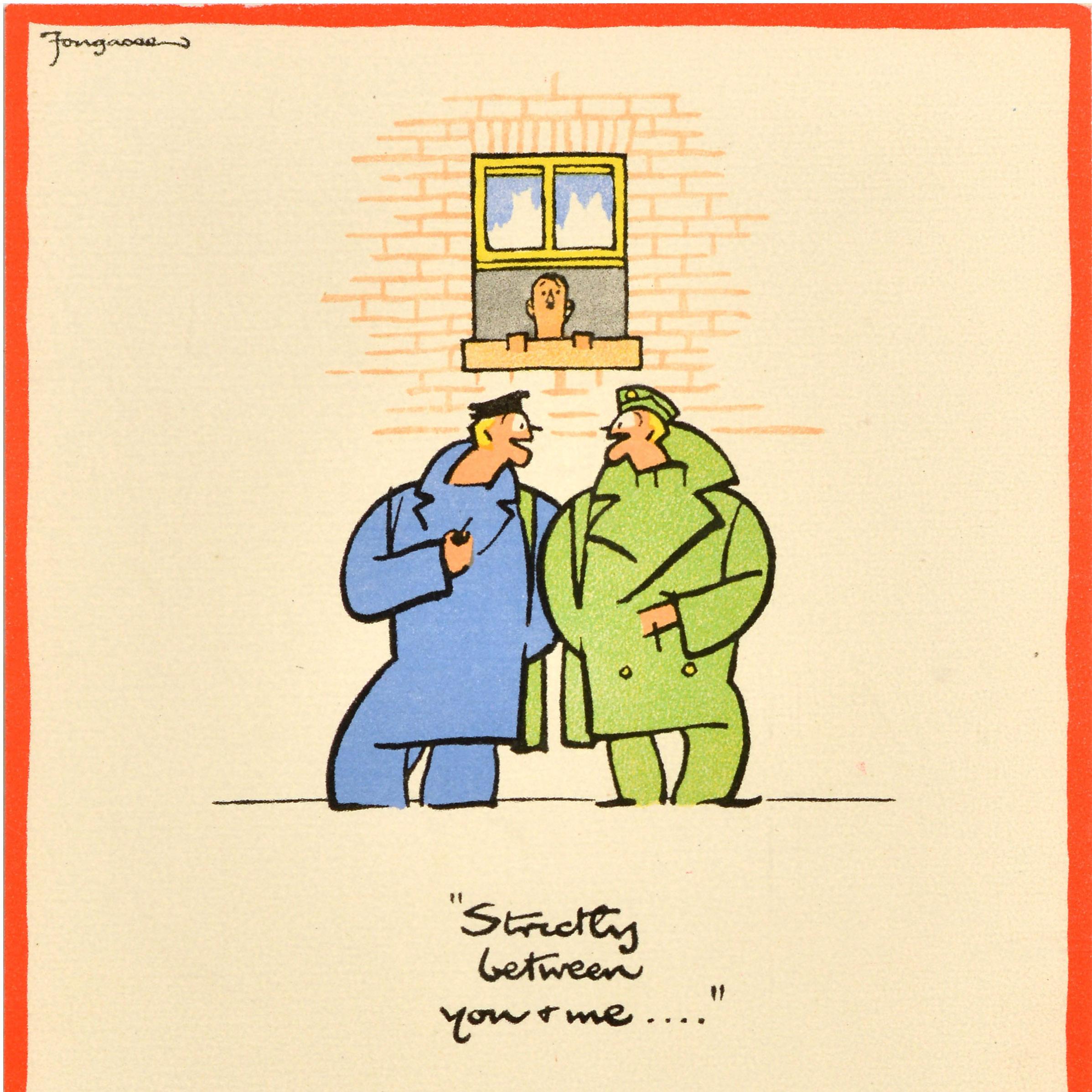 Original Vintage WWII Poster Careless Talk Strictly Between You And Me Fougasse (Britisch) im Angebot