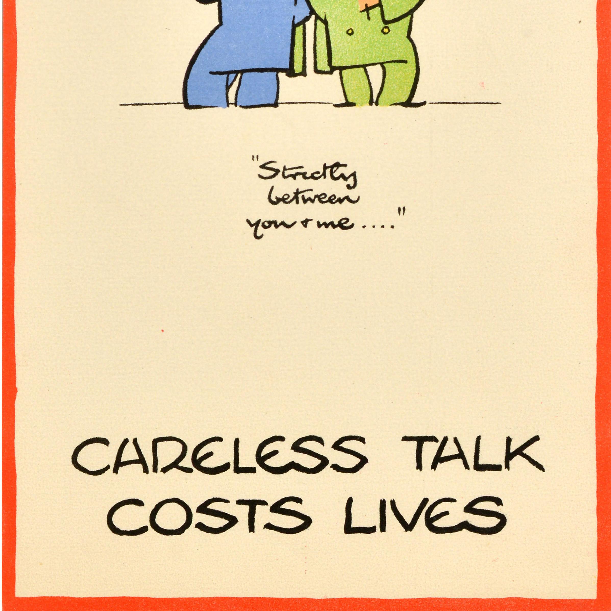Original Vintage WWII Poster Careless Talk Strictly Between You And Me Fougasse im Zustand „Gut“ im Angebot in London, GB
